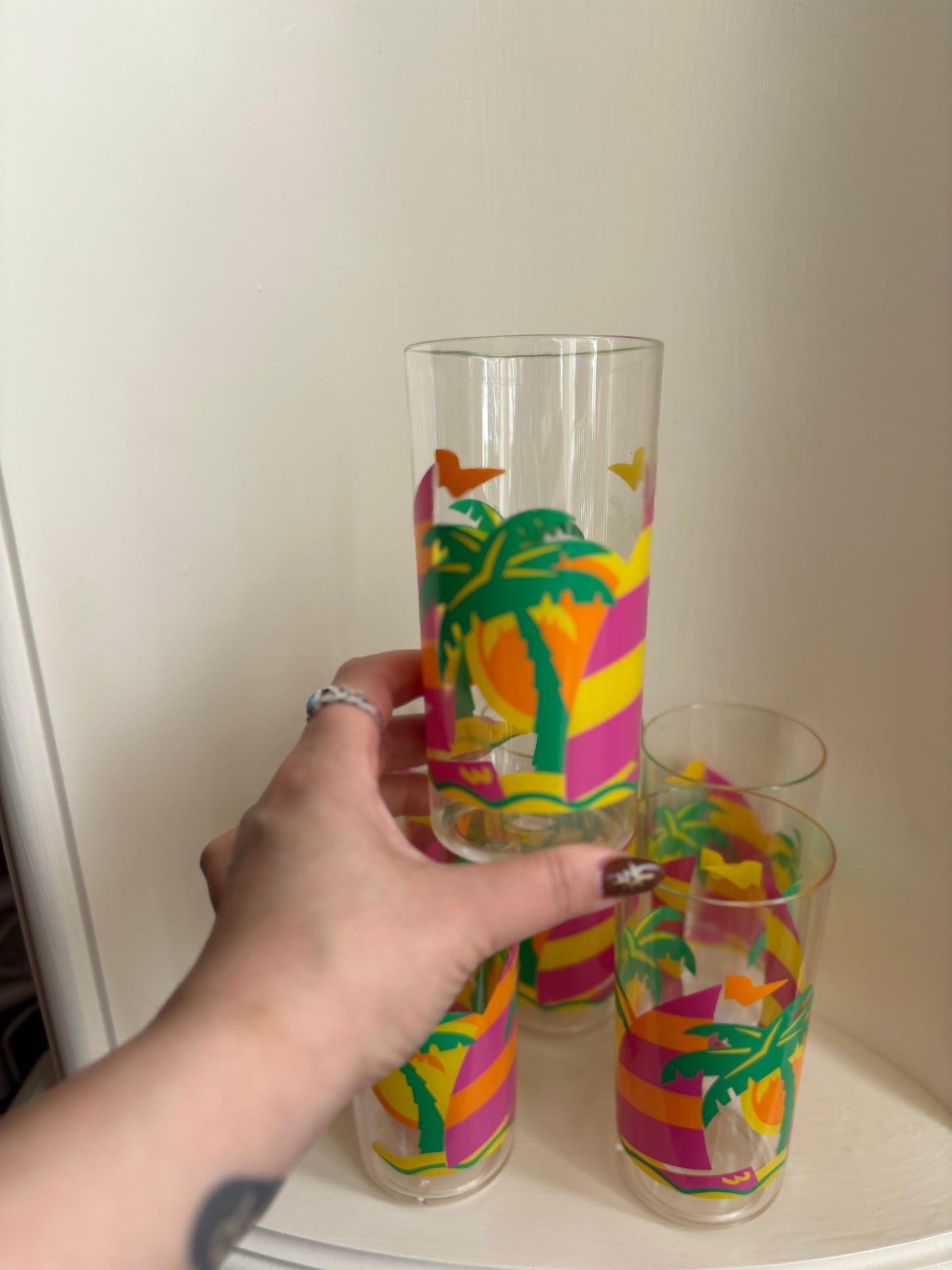 90s Tropical Plastic Cups - set of 6
