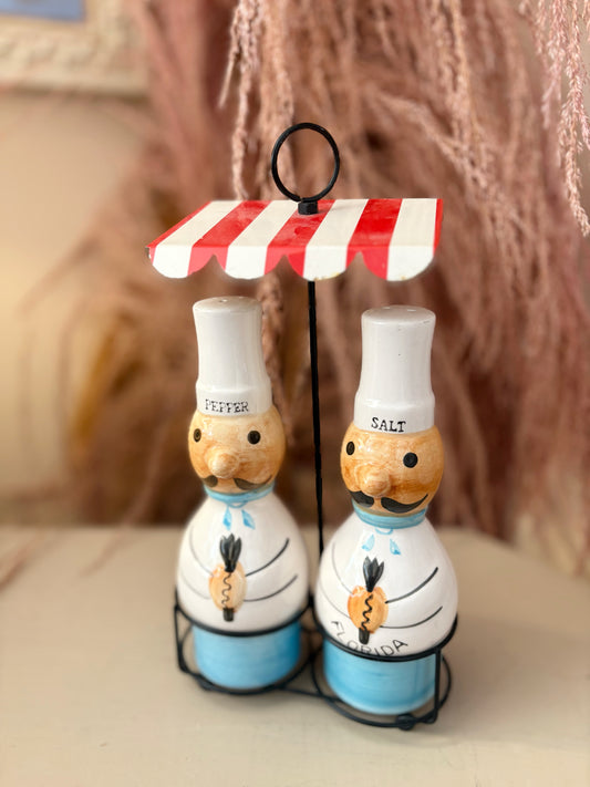 Florida Salt & Pepper Shaker set with stand - marked Japan