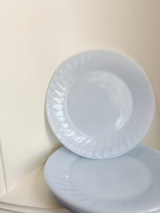 Fireking azurite blue swirl dinner plates