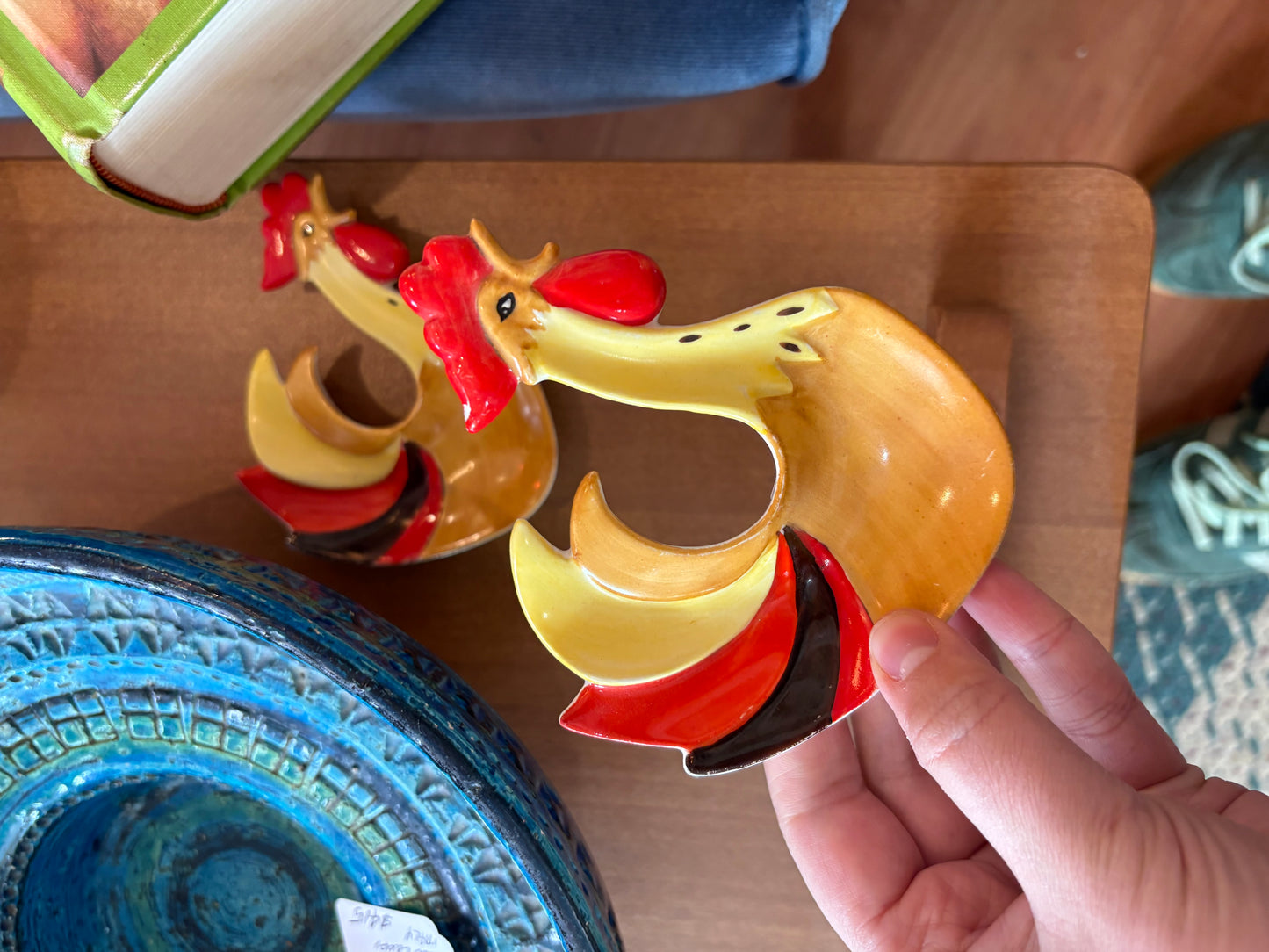 Holt Howard Rooster Trays - spoon rest, teabag rest