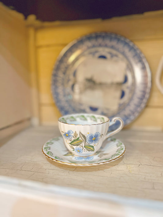 Paragon China tea cup and saucer - blue flowers