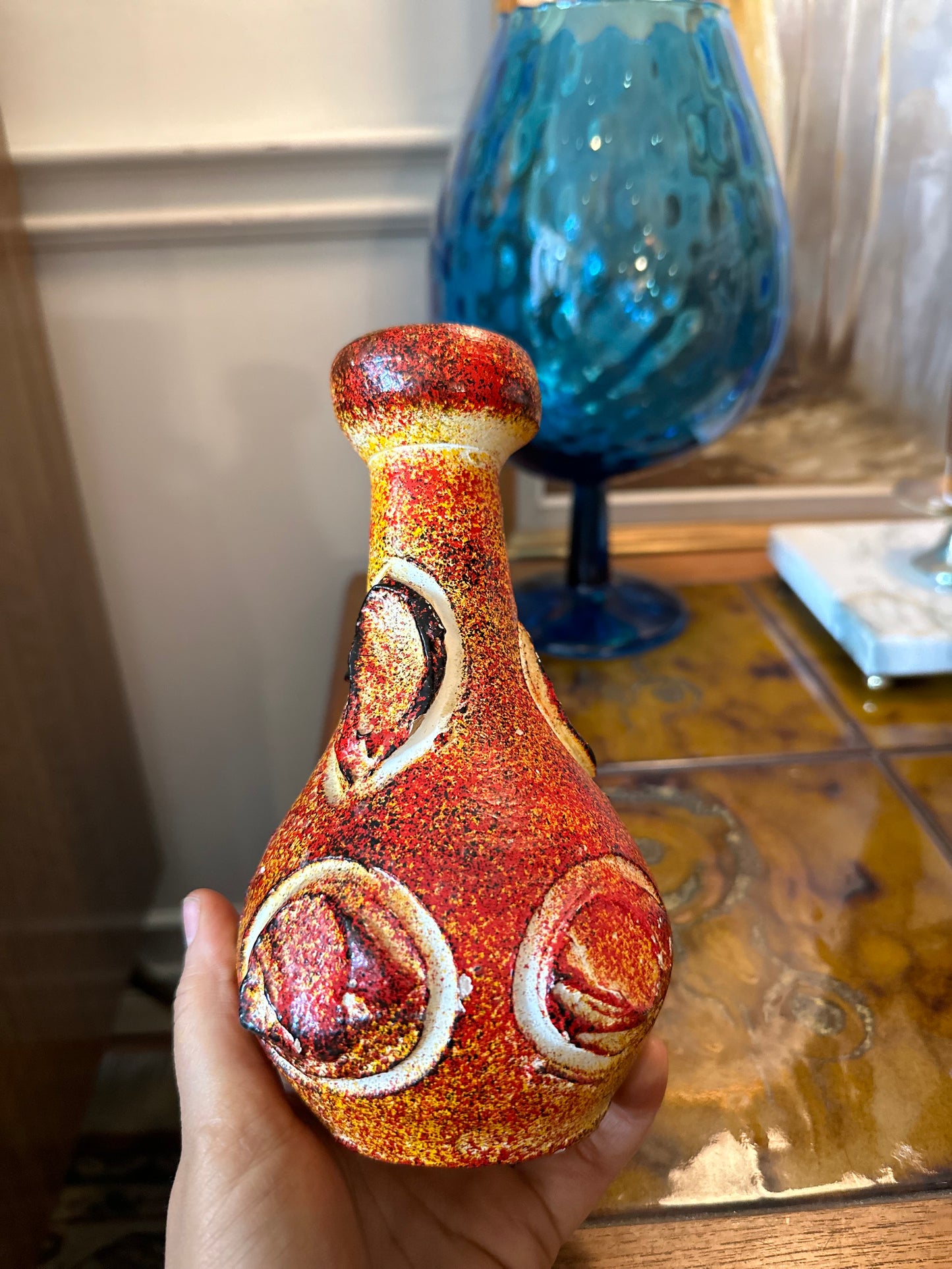 Mid Century Pottery Lava Vase