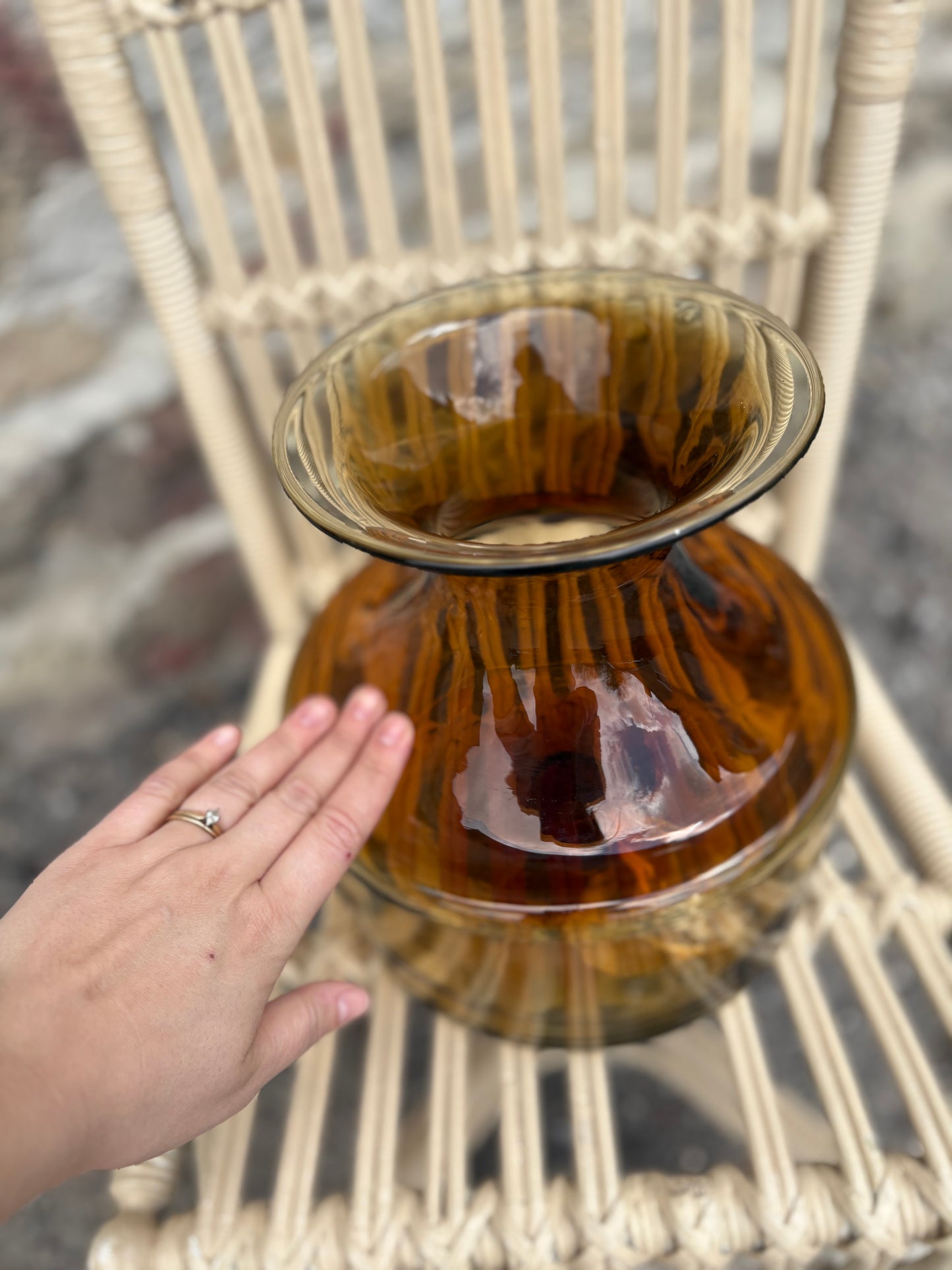 Extra Large Amber Glass Vase