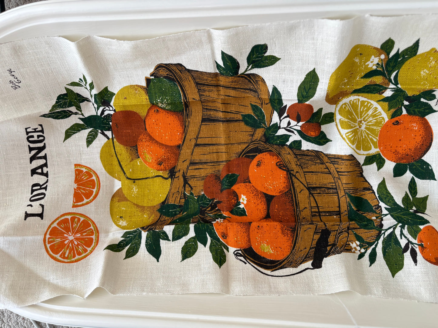 L’Orange Kitchen Towel - KayDee Rhode Island Pure Linen, Screen-printed