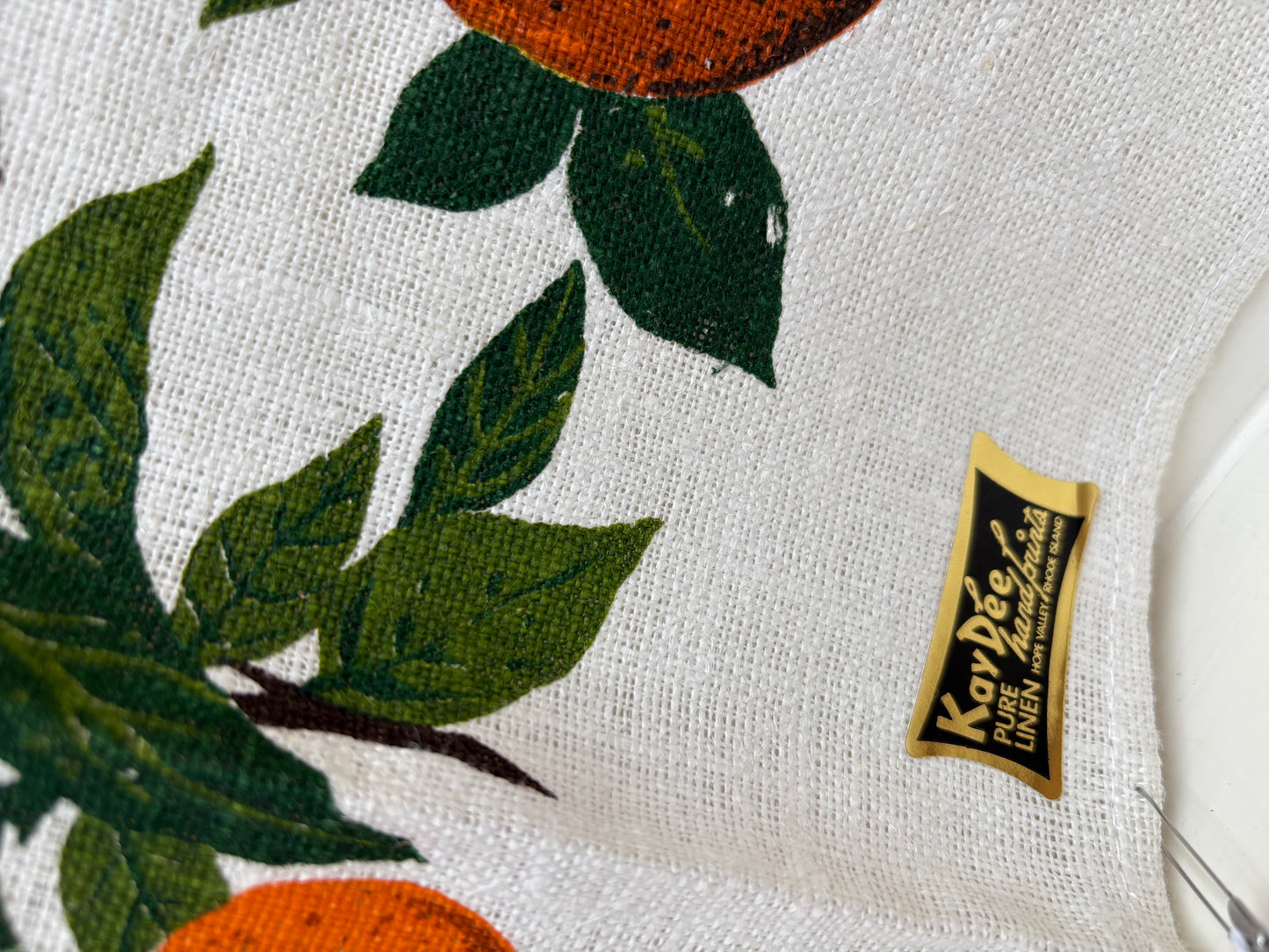 L’Orange Kitchen Towel - KayDee Rhode Island Pure Linen, Screen-printed