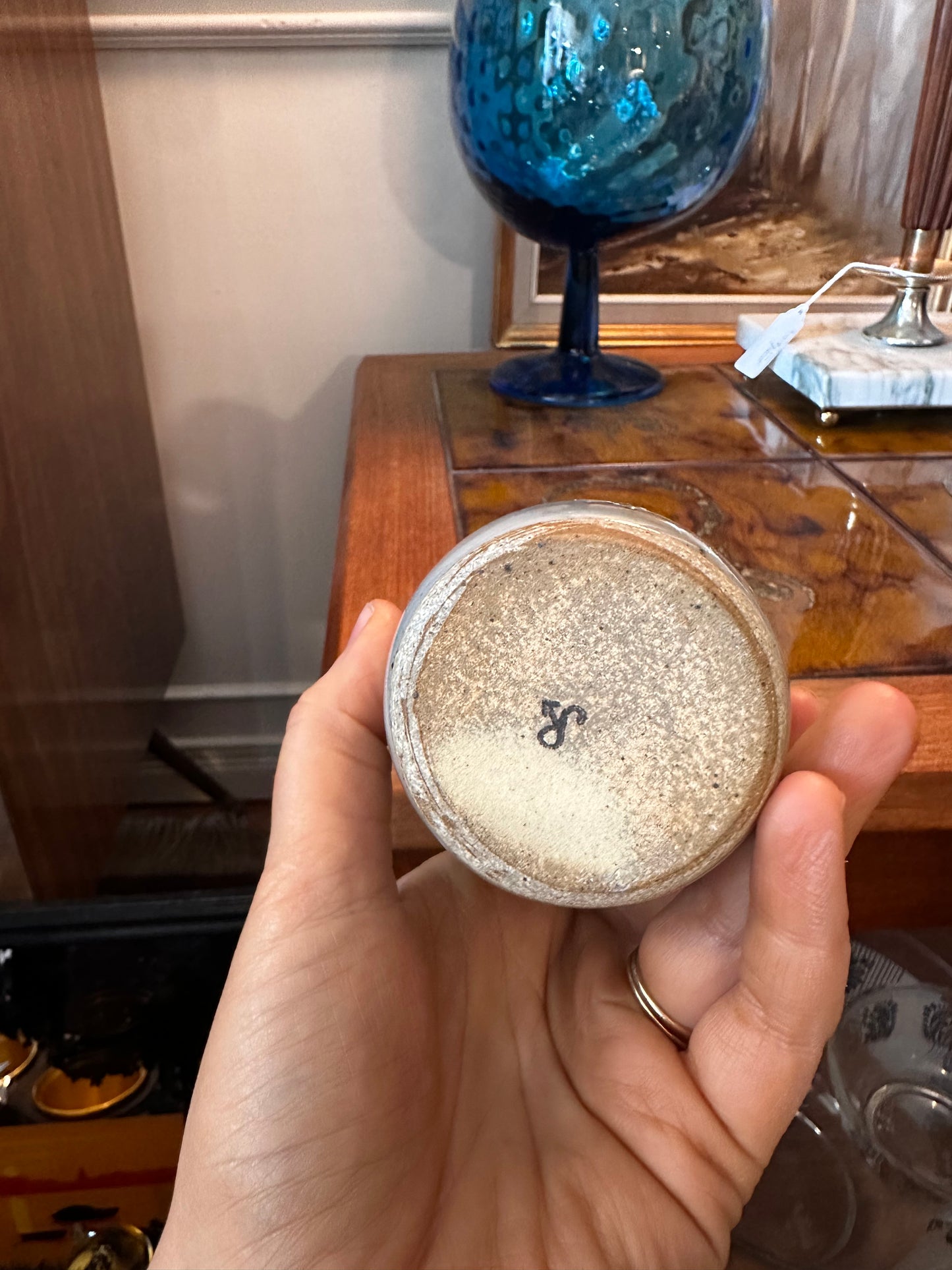 Artisan Pottery Cup with moon & stars