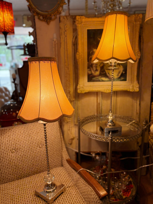 Set of tall silver lamps