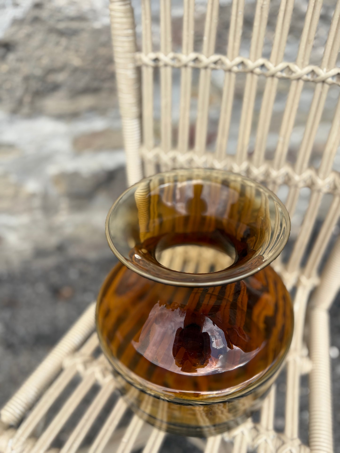 Extra Large Amber Glass Vase