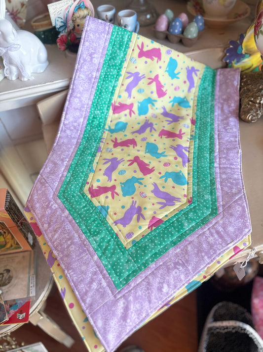 Purple, Green & yellow Double Sided Easter Runner - Handmade by Nana