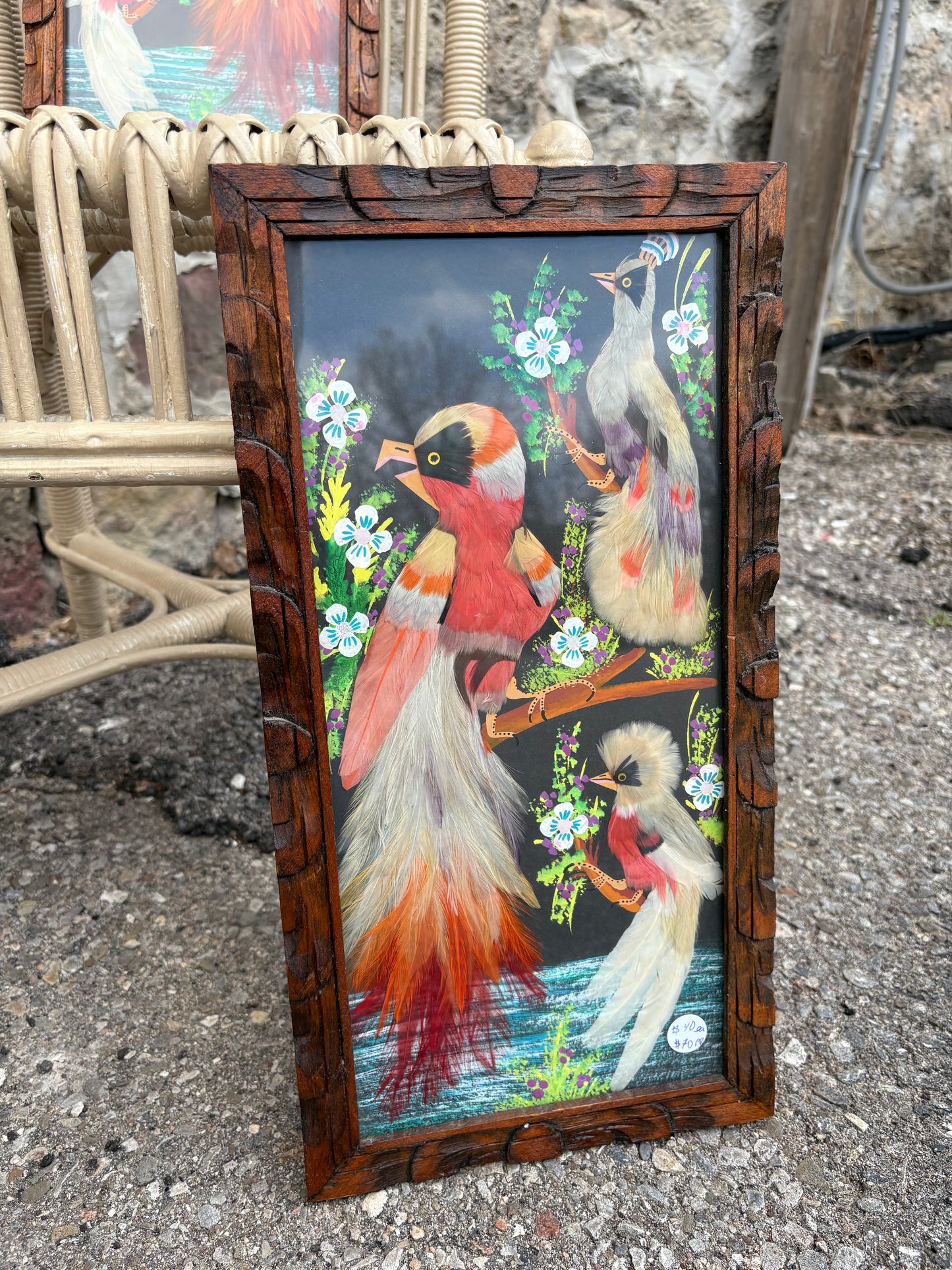 Pair of feather bird wall art pictures