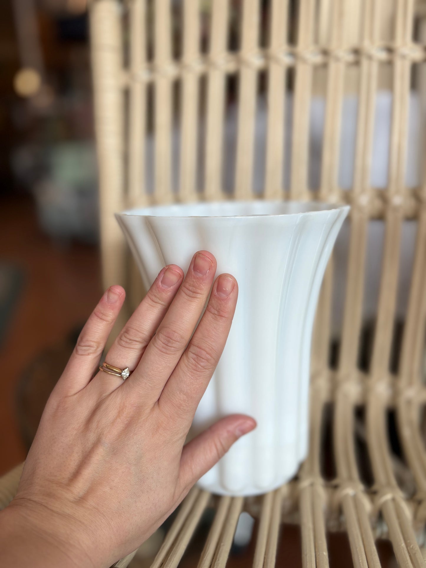 Fluted Milk Glass Vase