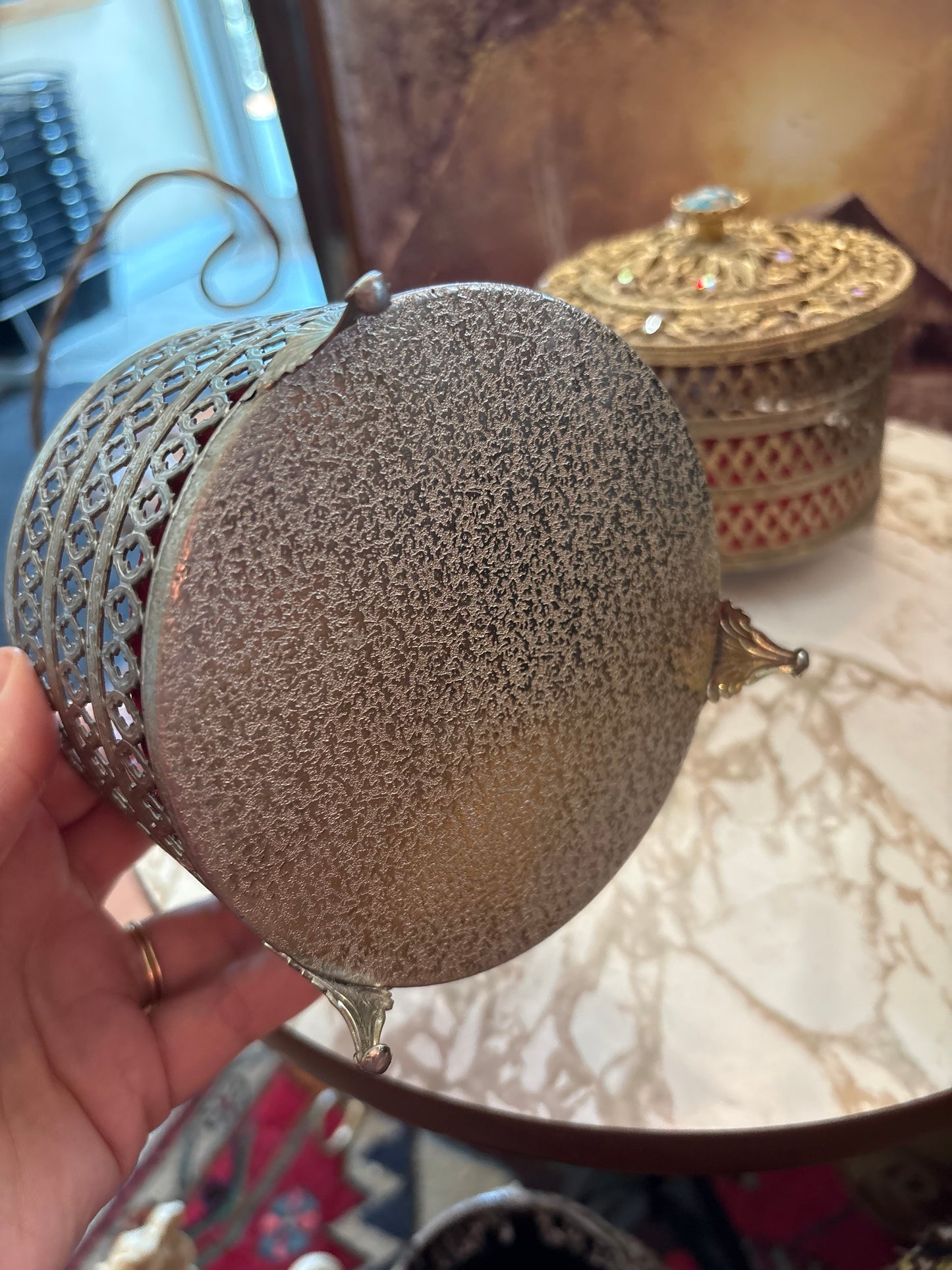 Hollywood Regency large Round trinket dish
