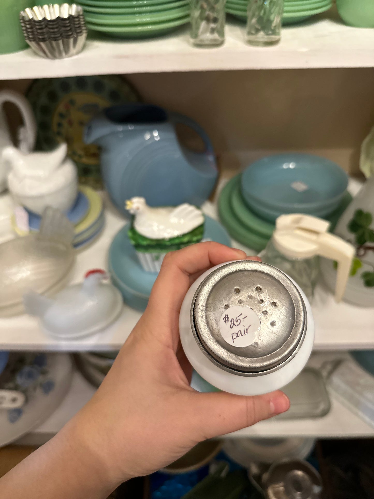 Large Milk Glass salt & pepper shaker set