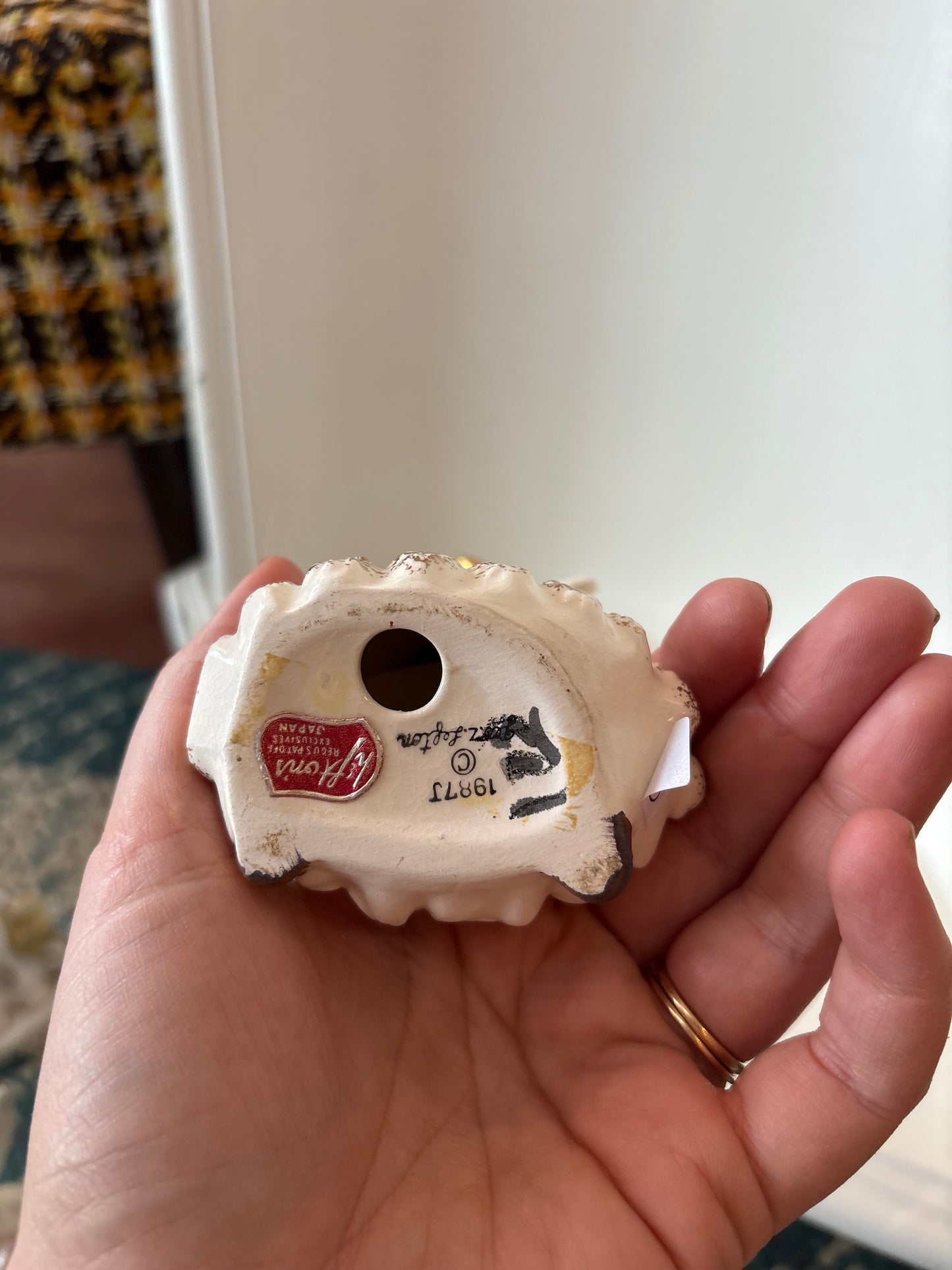 Lefton November Birthday Girl Angel with turkey - made in Japan