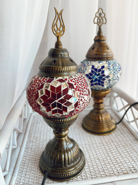 Red Turkish style Mosaic lamp LED light & on/off switch