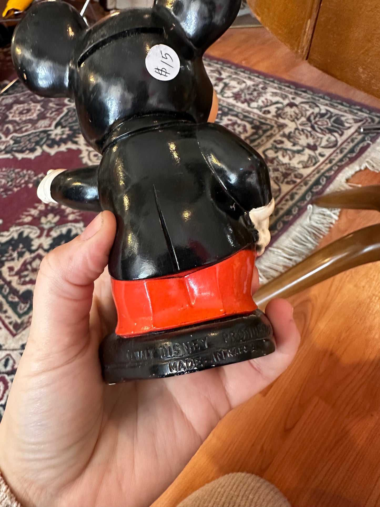 Mickey Mouse Vinyl Plastic Bank - made in Hong Kong