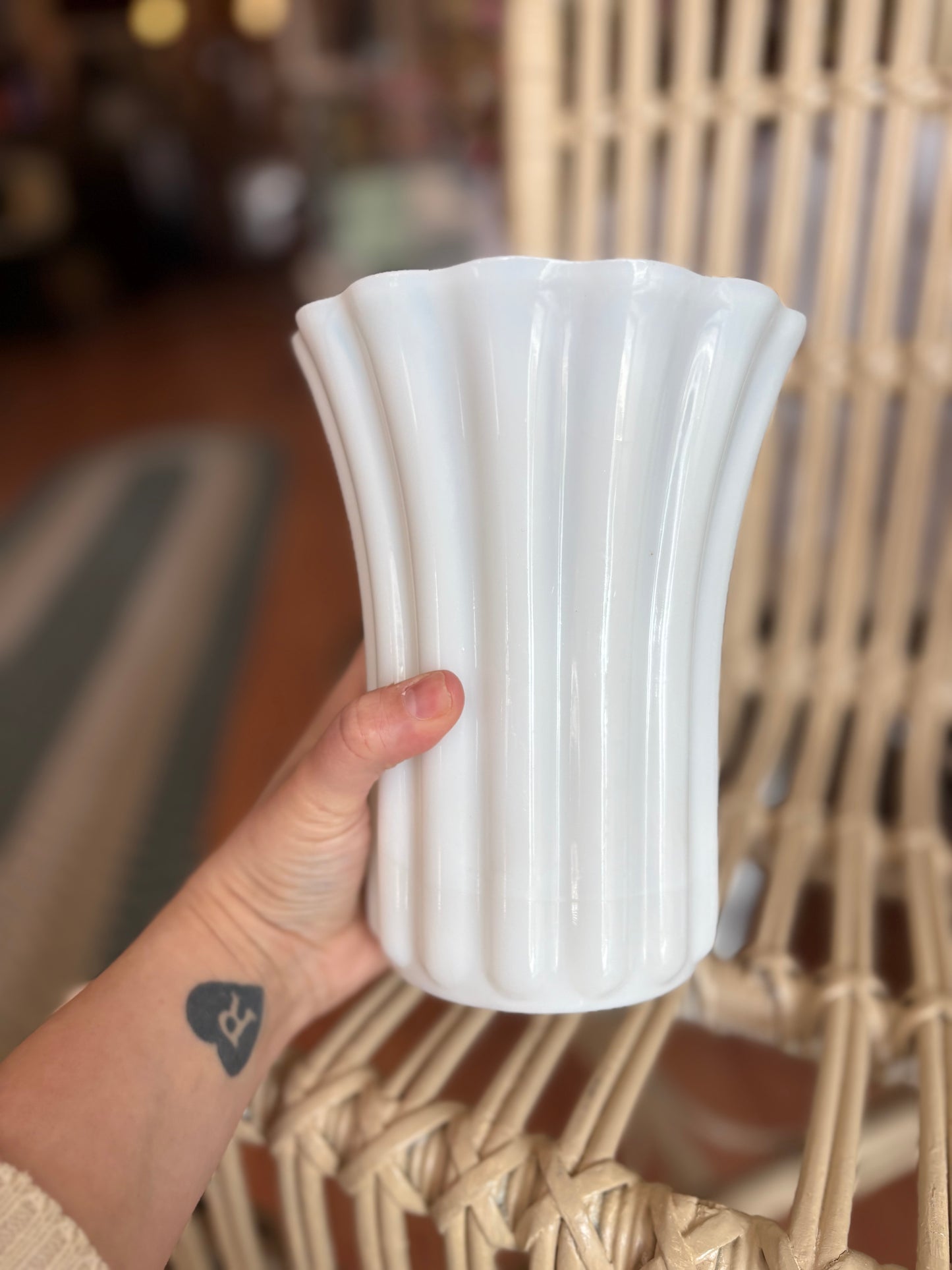 Fluted Milk Glass Vase