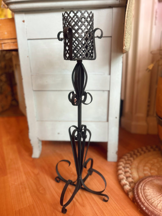 Rod Iron tall candle holder