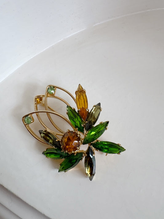 Brooch #16 - green & amber