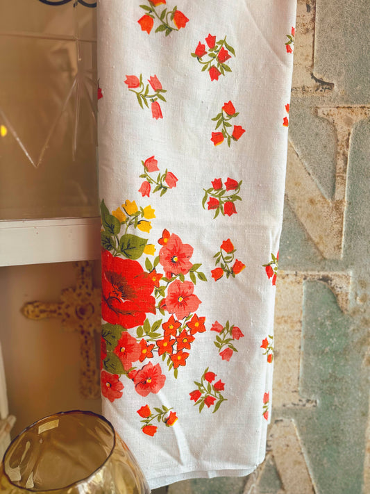 Floral linen tablecloth 60x86 inches