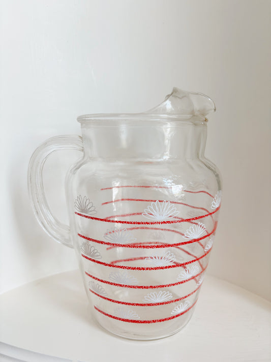Red stripe juice jug