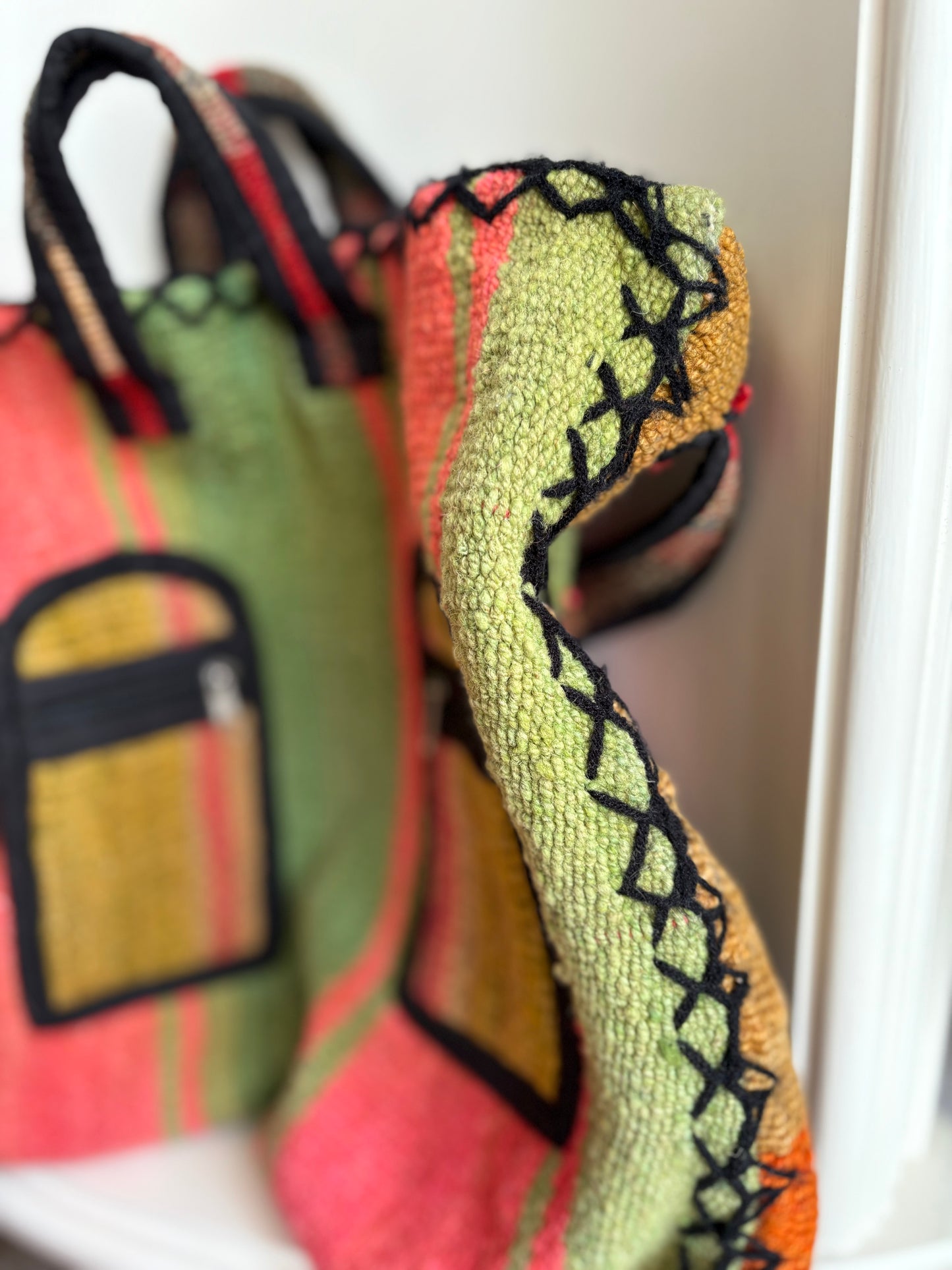 Hand Woven & sewn wool bag, made in Peru