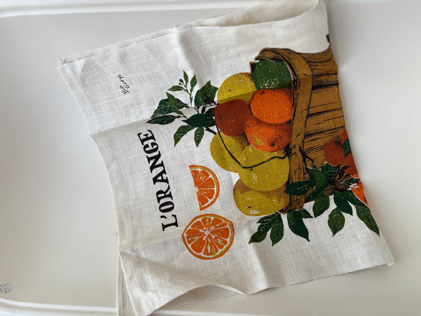 L’Orange Kitchen Towel - KayDee Rhode Island Pure Linen, Screen-printed