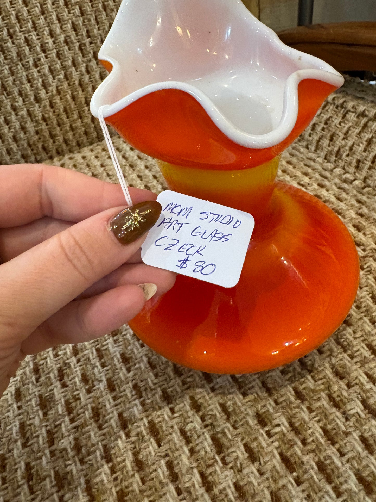 Mid Century Studio Art Glass Vase- Czech