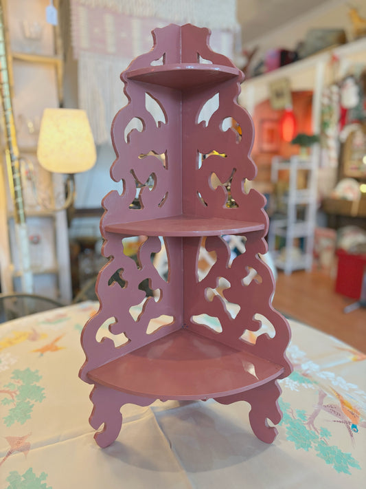 Dusty Rose Wooden Corner Shelf