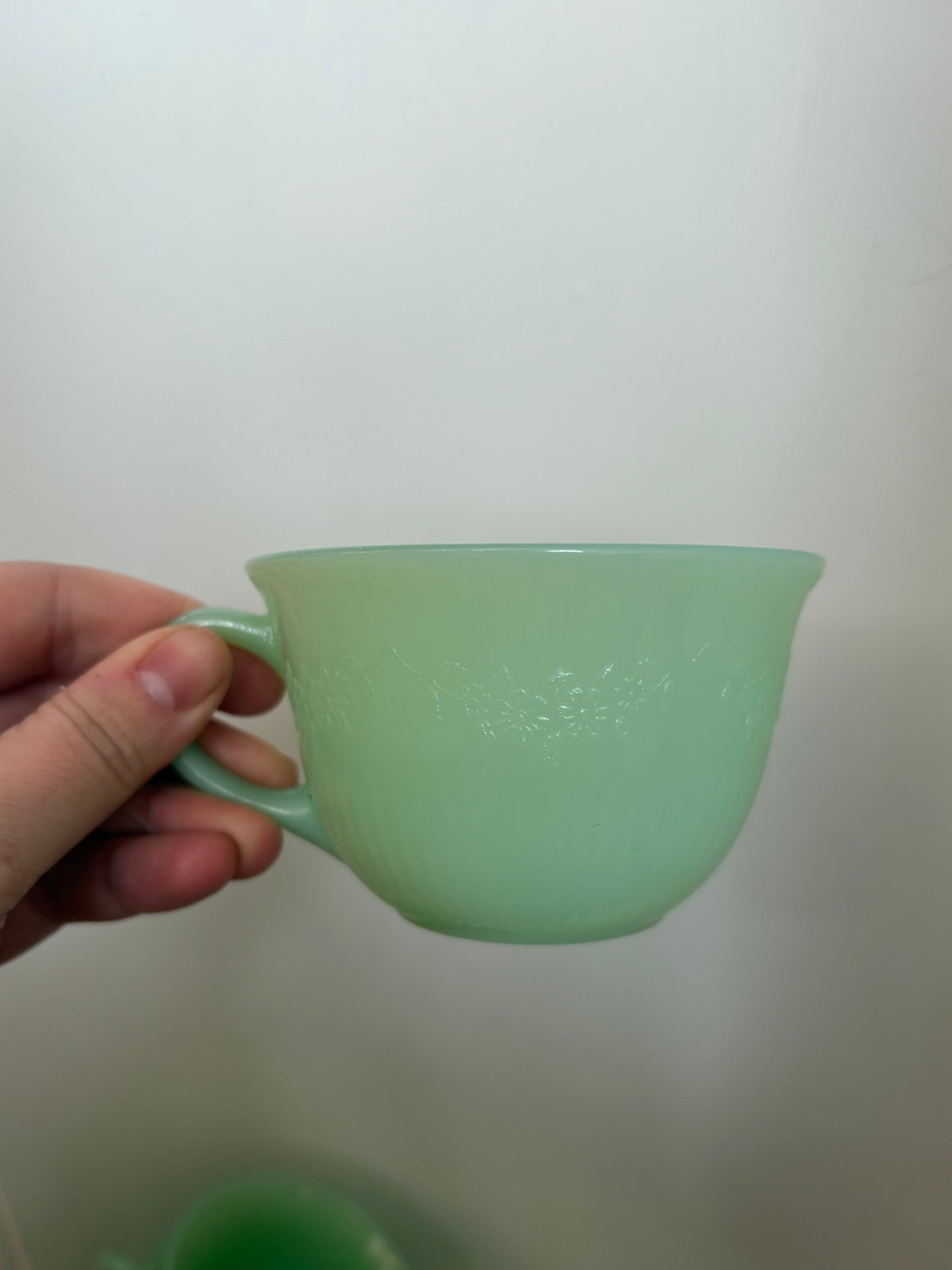 Alice Jadeite cups & saucers