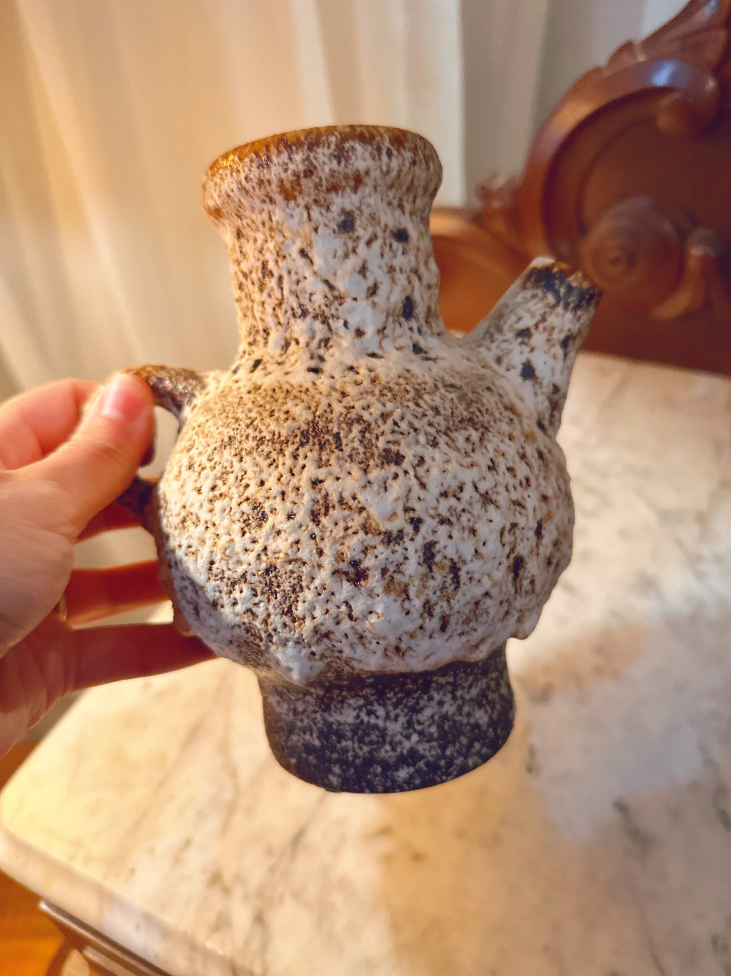 Textured pottery jug - mid century modern
