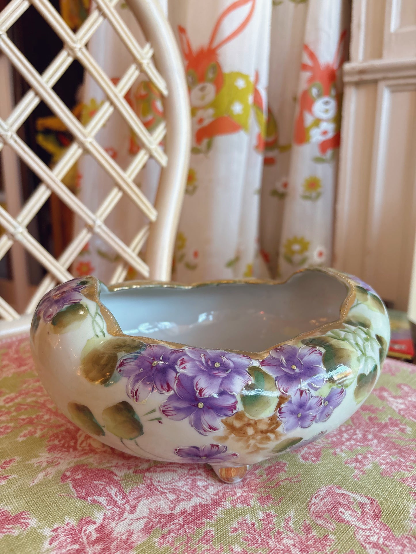 Hand Painted Purple Floral Catch All