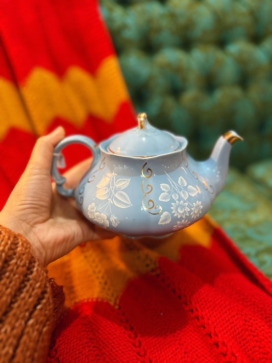 Blue, white and gold teapot