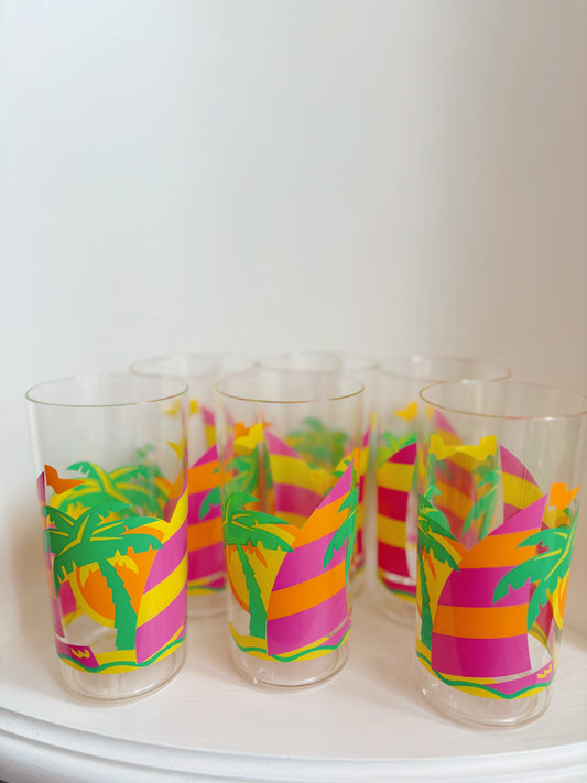 90s Tropical Plastic Cups - set of 6
