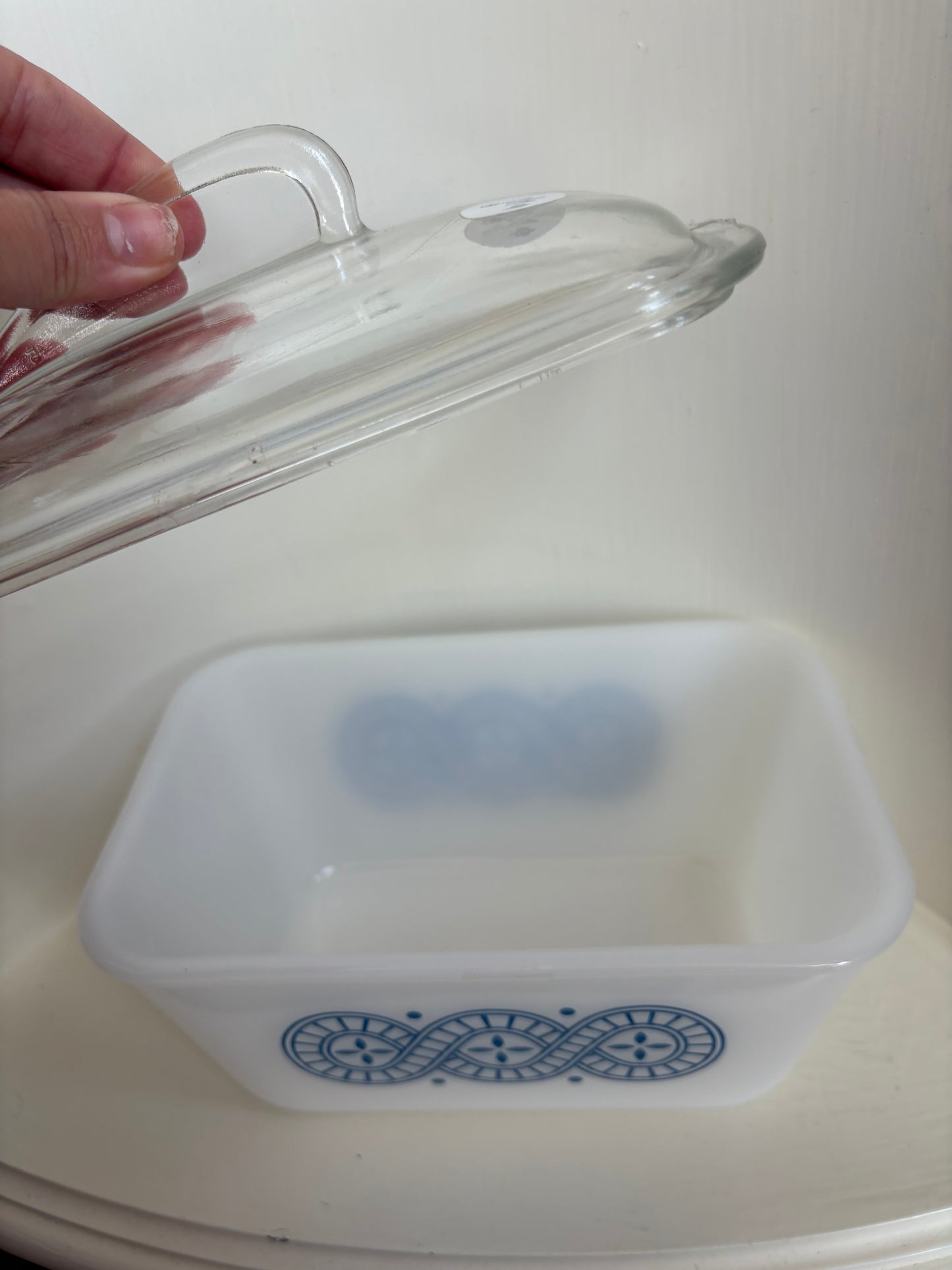 Glasbake Large Butter Dish / Fridge Dish with lid