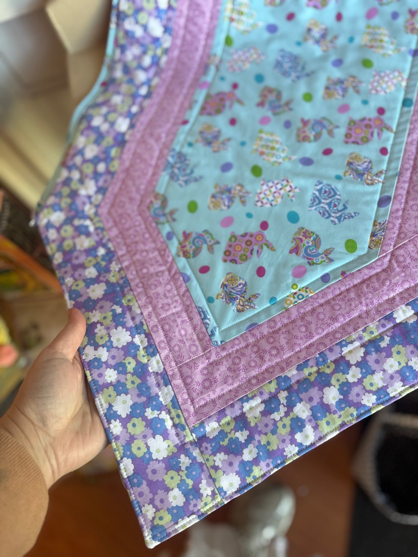 Blue & Purple Double Sided Easter Runner - Handmade by Nana