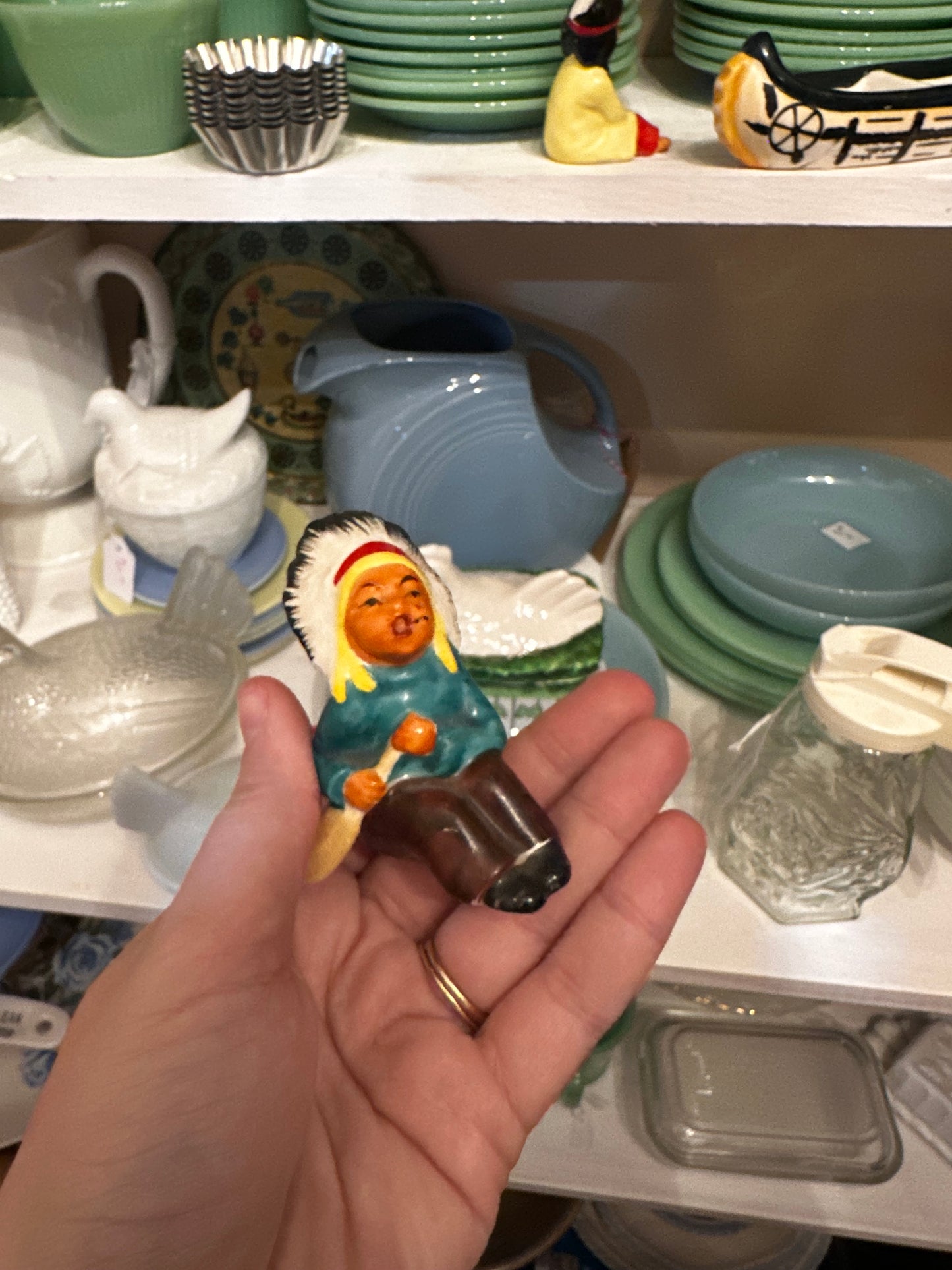 Indigenous people canoe salt & pepper shaker set
