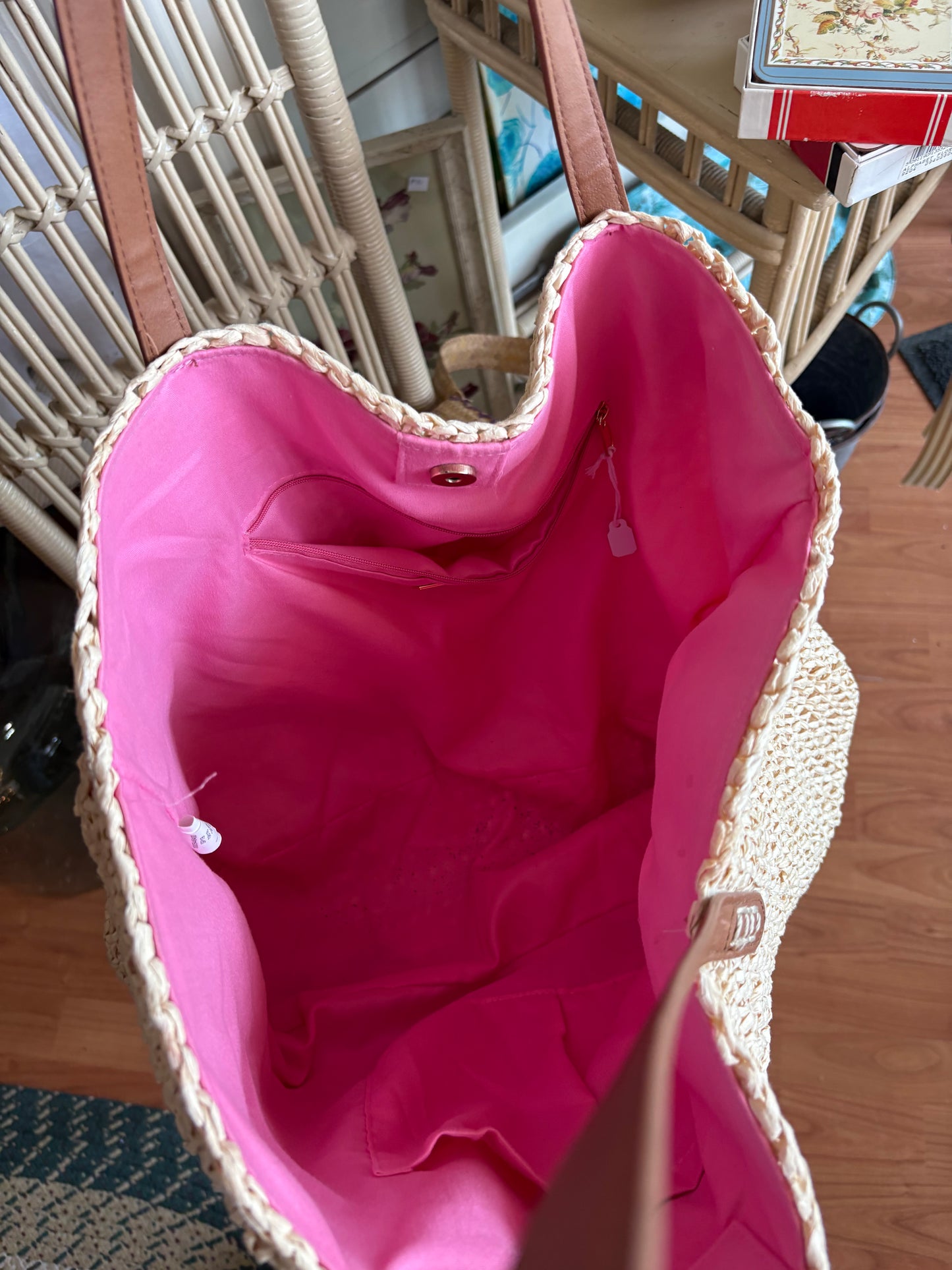 Large woven Flamingo Tote / beach bag