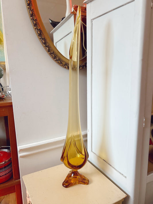 31 1/2 inch tall Amber Swing Vase