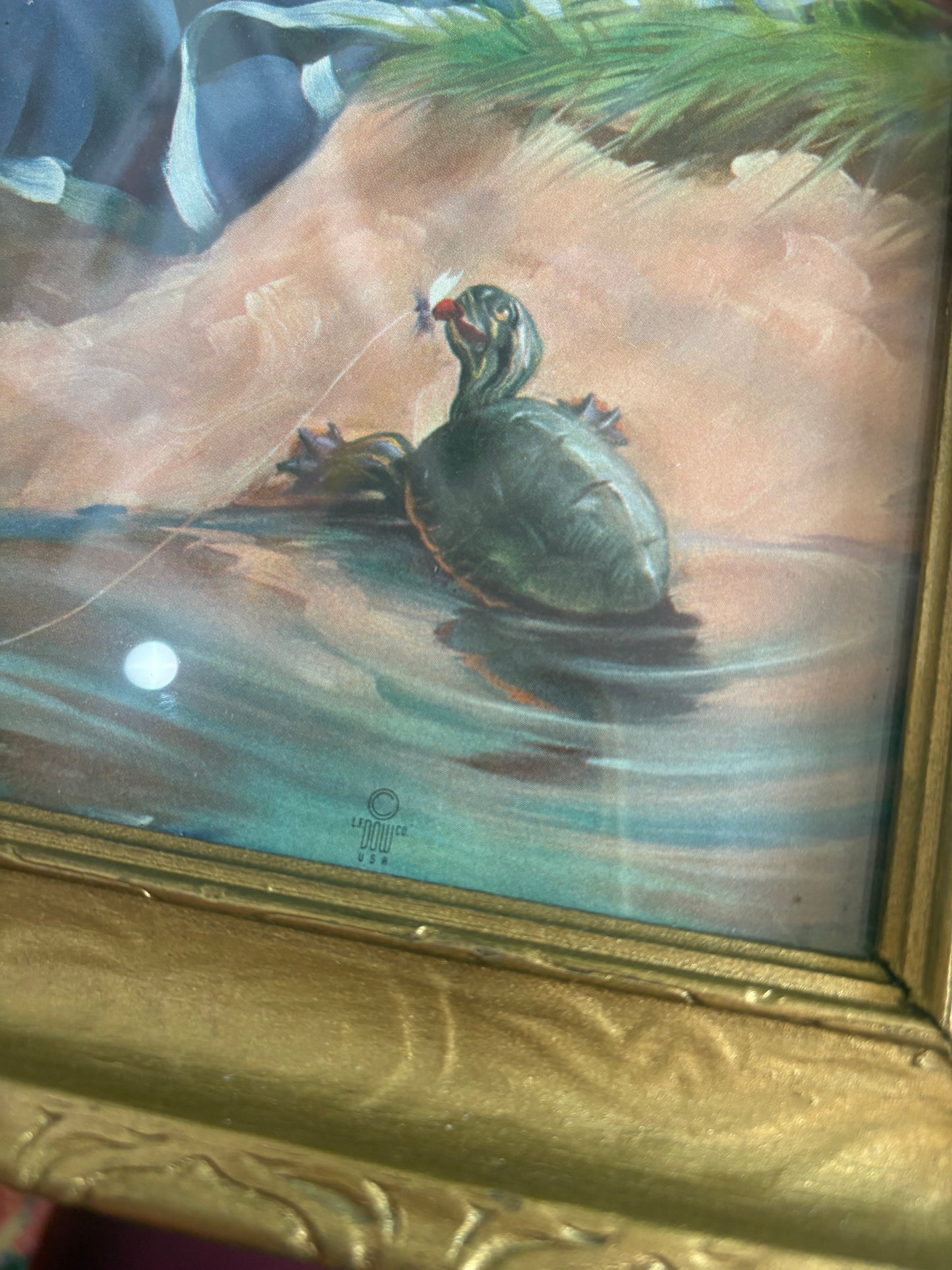 Framed Sales Calendar Advertisements - woman near the water with turtle