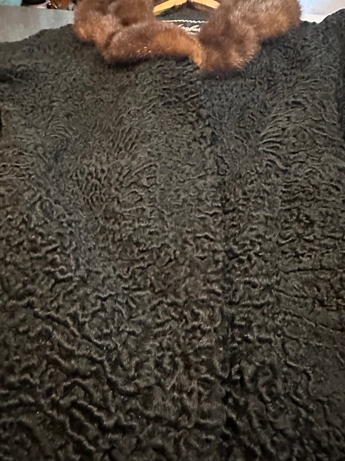 1950s Schiaparelli Swakara Persian Lamb Swing Jacket (Mink Collar) M/L