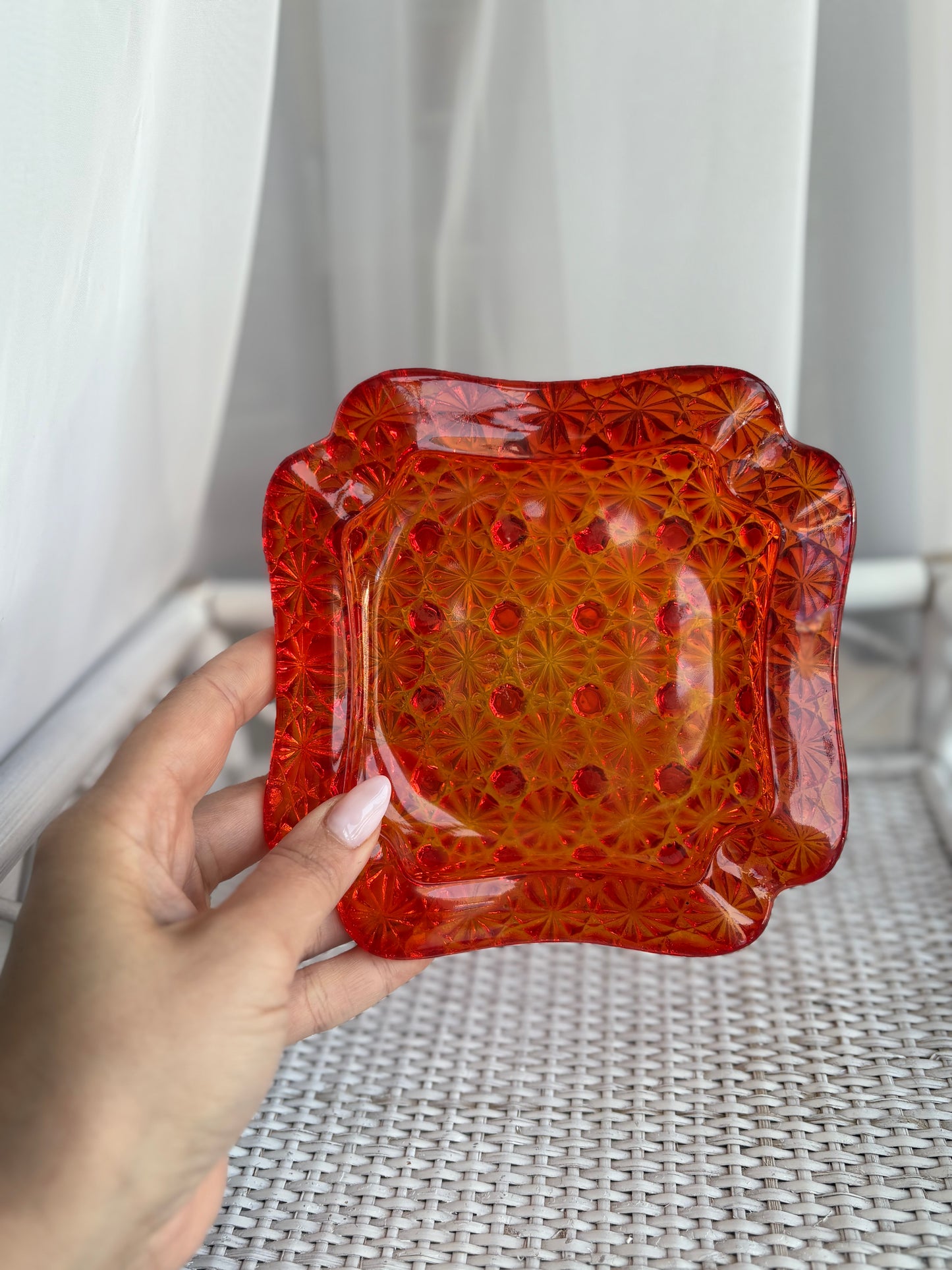 1960s Amberina LG Wright Co Ashtray