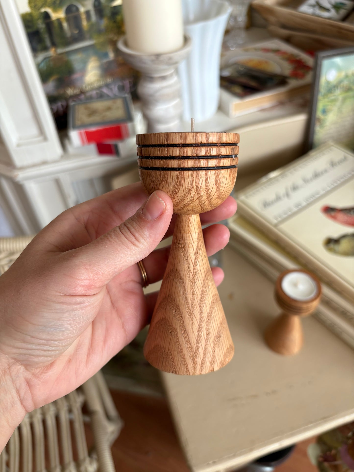 Pair of Wooden Candle Holders - Handcrafted by Cal Bombay