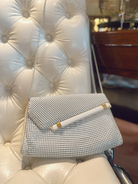 White Chainmail bag with adjustable strap