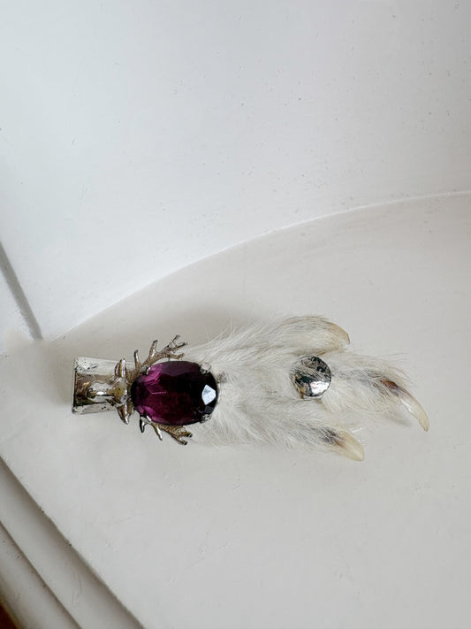 Brooch #5 - silver & Rabbit foot