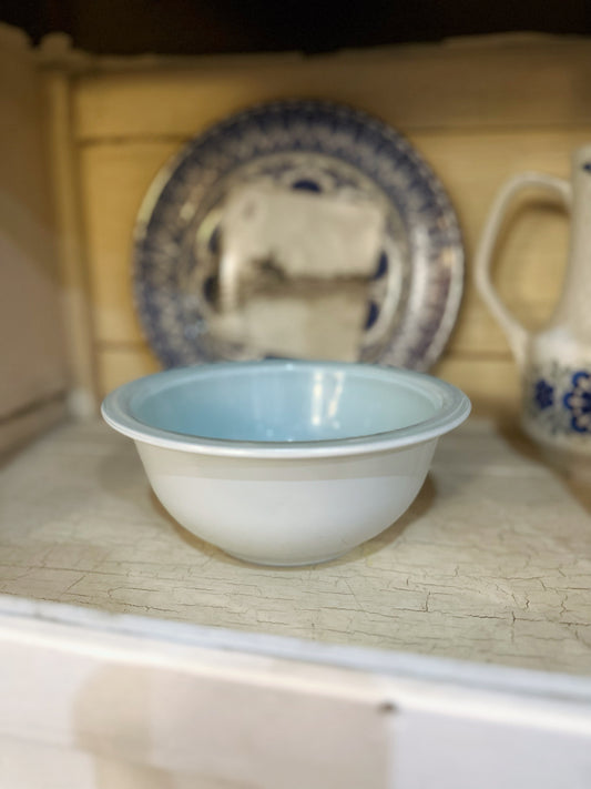 Small blue Pyrex mixing bowl