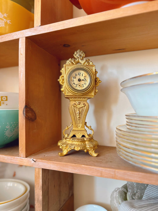 1890s Brass Victorian Pedestal Clock
