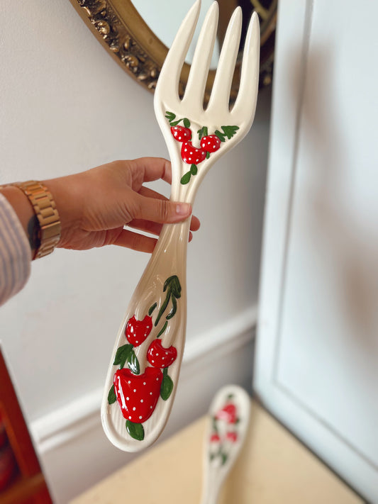 Ceramic wall hanging oversized mushroom spoon & form