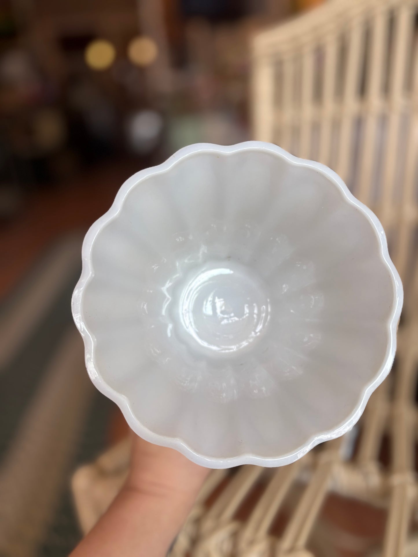 Fluted Milk Glass Vase