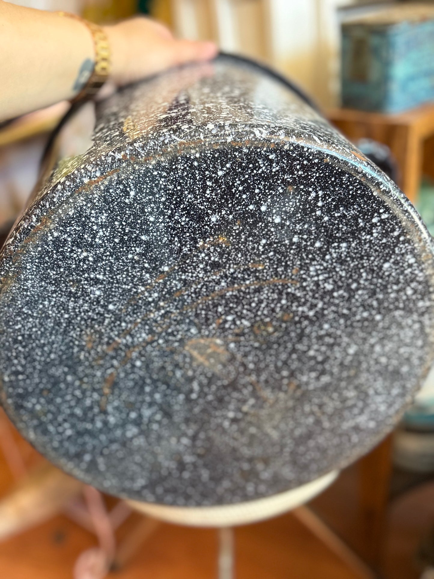 Extra Large Speckled Enamelware Cooking Pot
